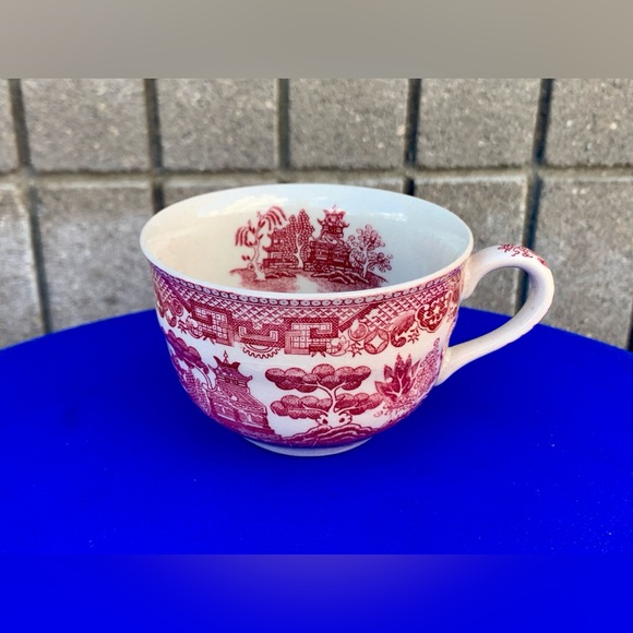 Post WWII Japan Antique Red Willow Chinoiserie Transferware Teacup - Picture 2 of 16